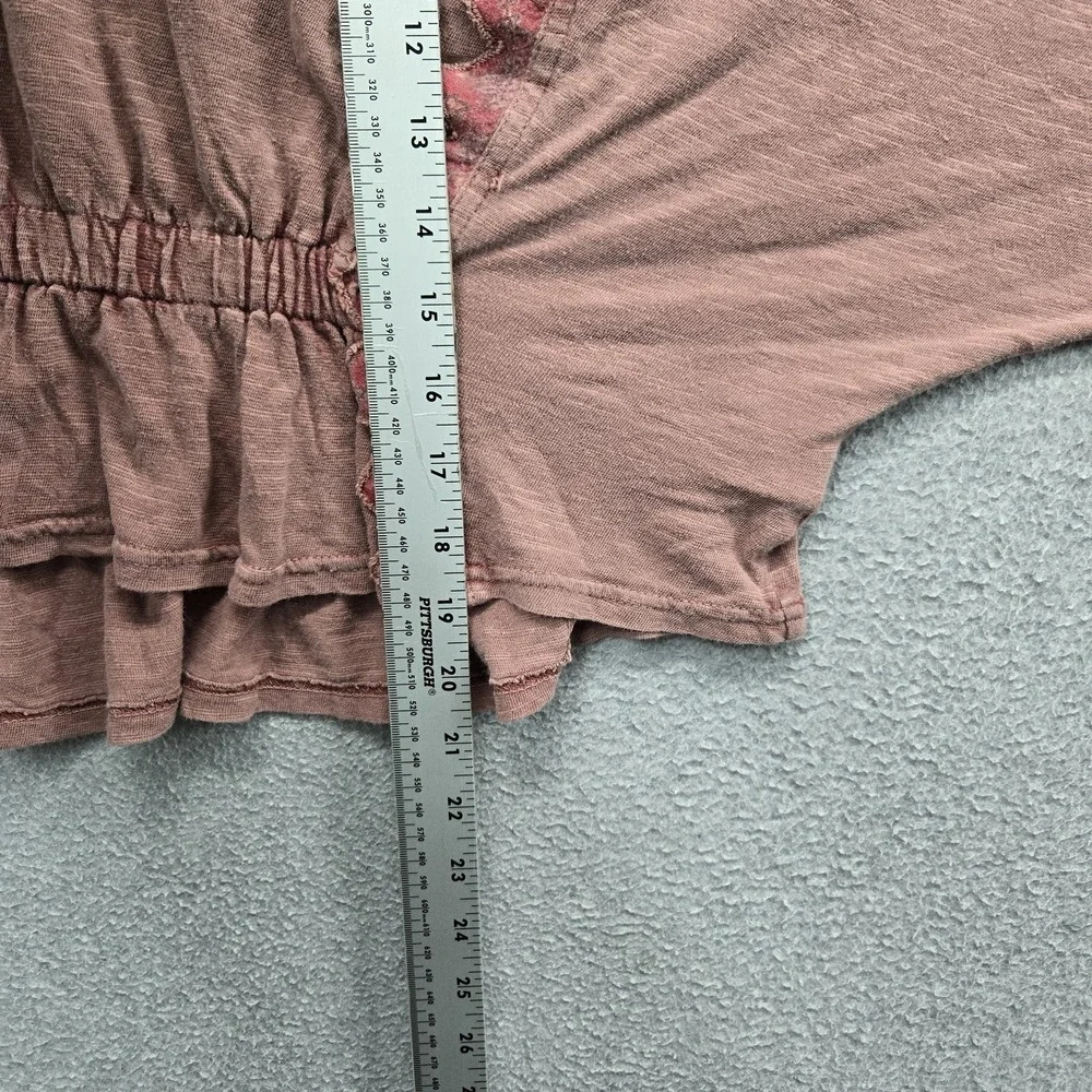 Free People Women Blouse S Mauve Floral Peplum Lace Embroidered Scoop Cropped